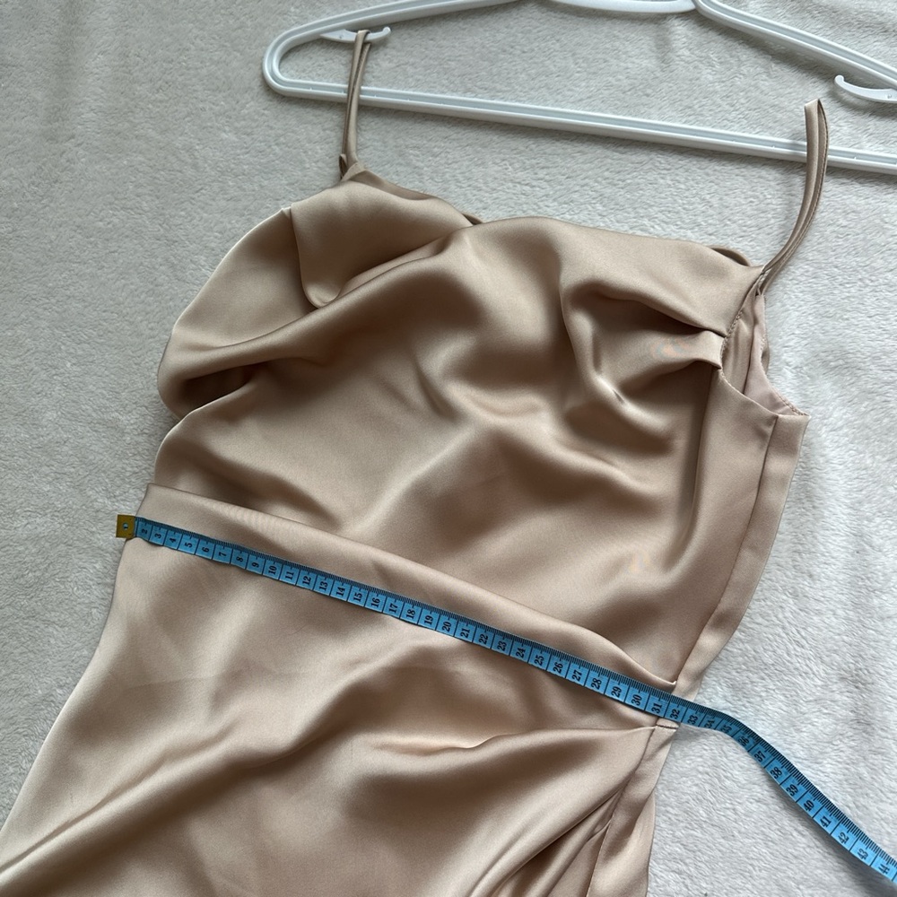 Elegant Tan Spaghetti Strap Dress - Picture 7 of 12